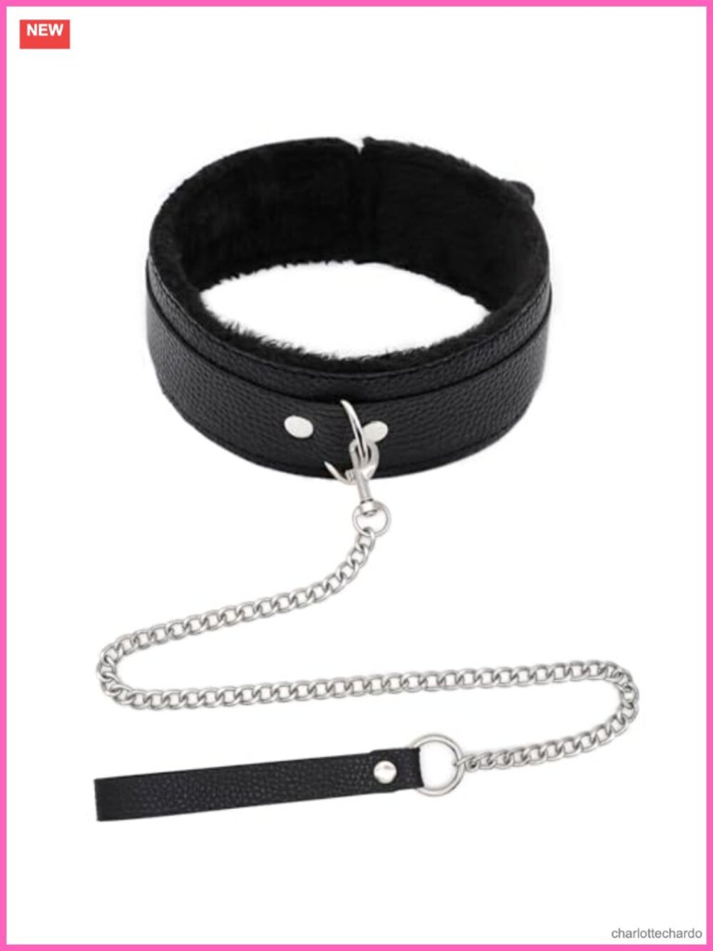 Goth Faux Leather Collar Choker Necklace with Chain for Women Punk Rave Cosplay